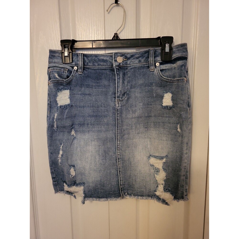 Distressed Denim Mini Skirt